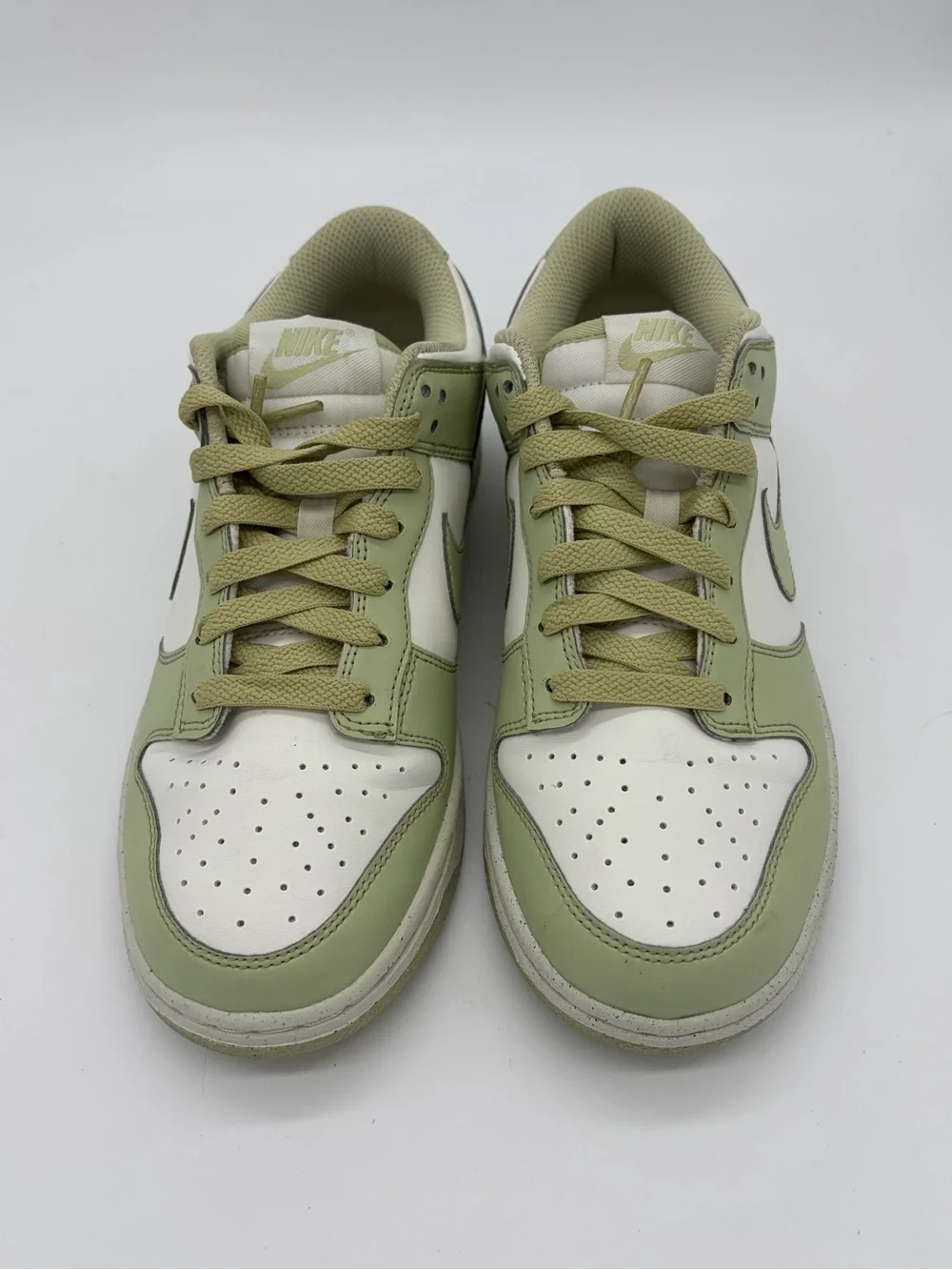 Nike Dunk Low-Top Sneakers in Sage Green and White Women’s 7
